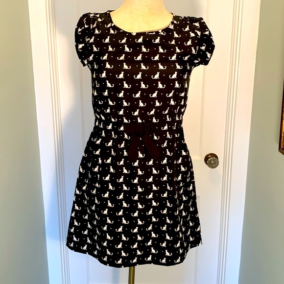 Excellent Condition Girl’s Faded Glory Black & White Cat Dress XL (14-16) 🐈⬛ - Picture 2 of 7